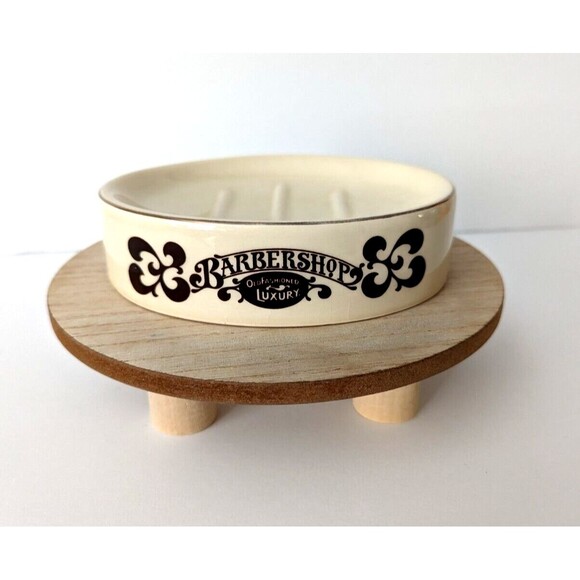 Vintage Franklin Toiletry Co Old Fashioned Luxury Barbershop Ceramic Soap Dish - Picture 1 of 8